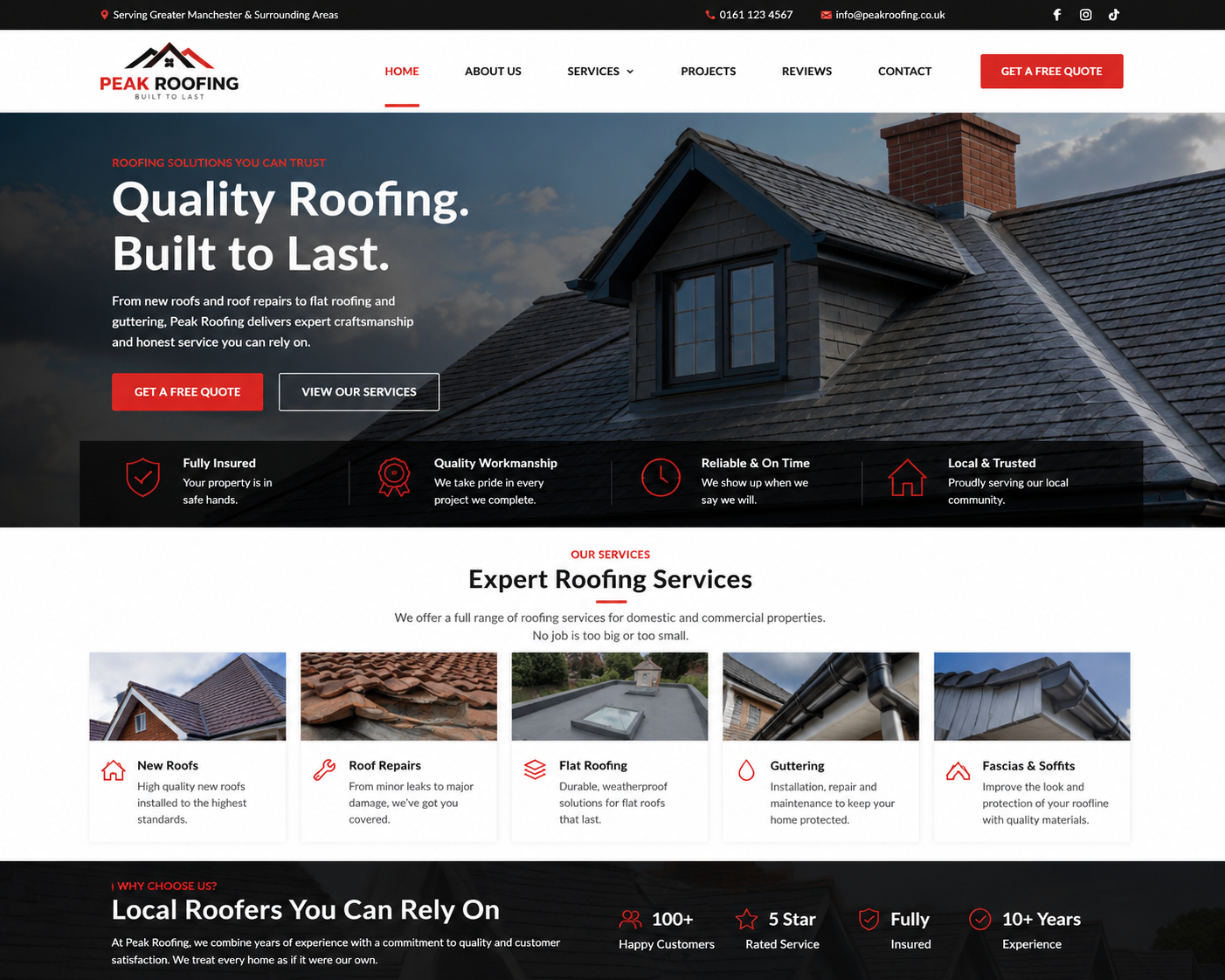 Peak Roofing Co. website design by Central Systems