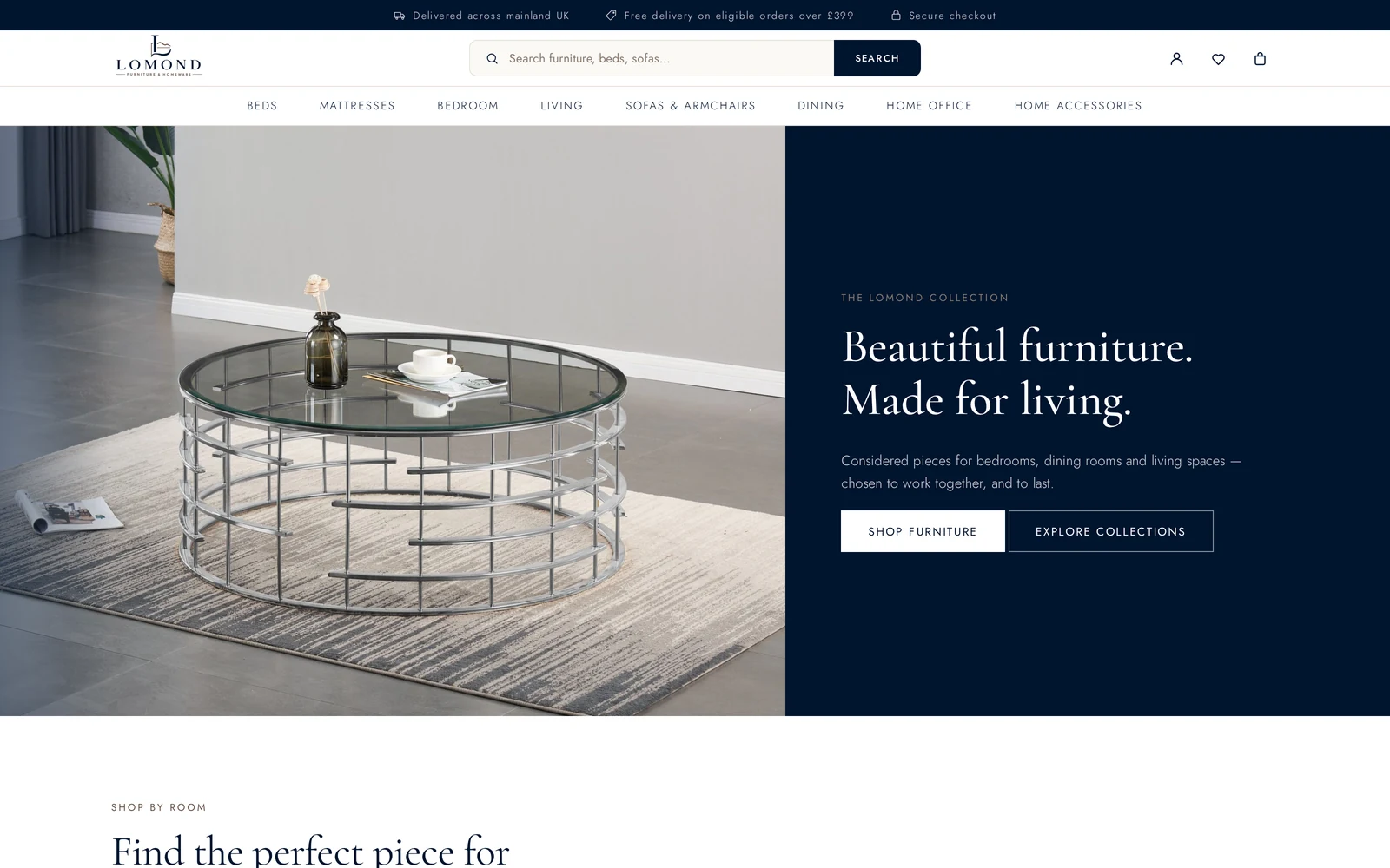 Furniture retail website design