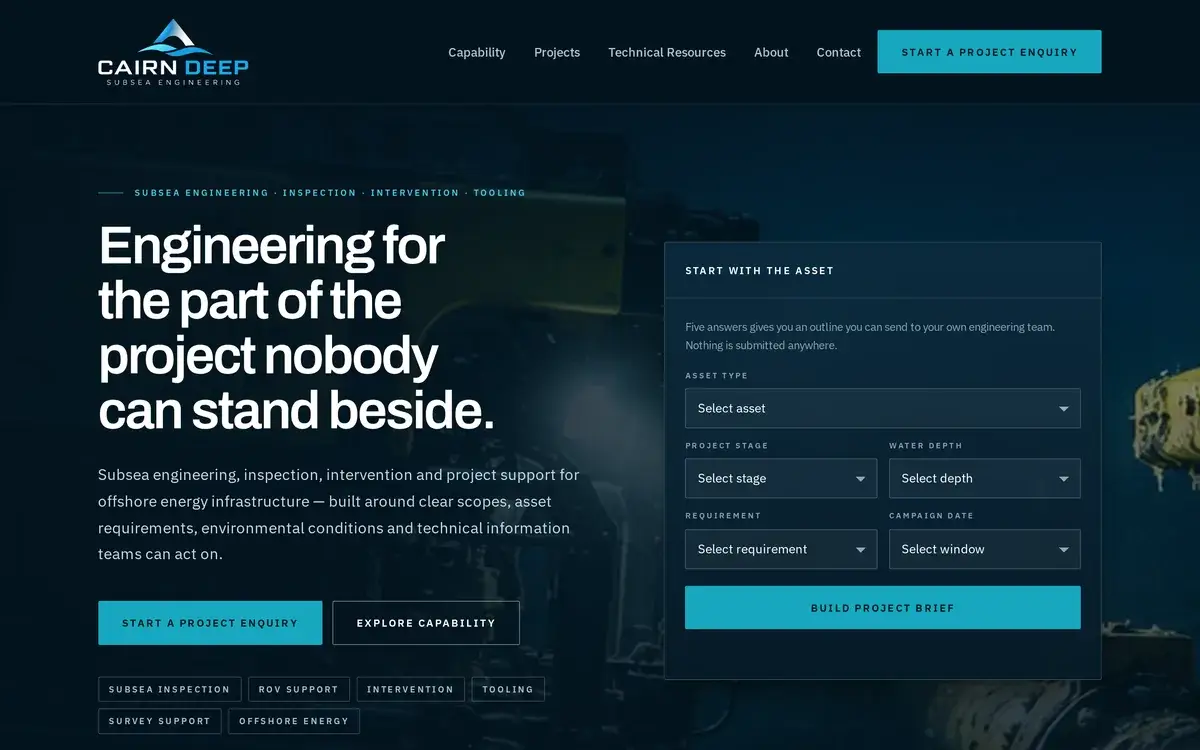 Subsea engineering website design