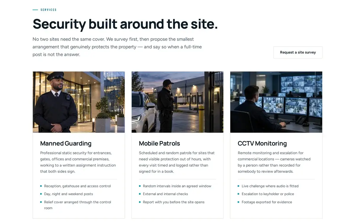Security coverage page design